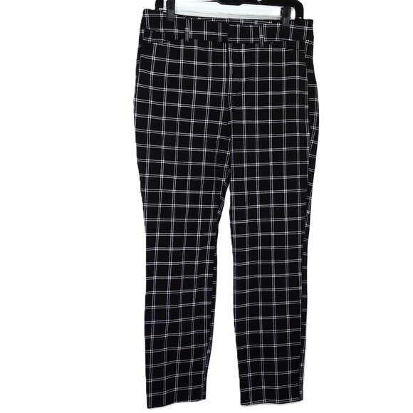 Old Navy Pants - New Old Navy Pixie Pants Black & White Plaid High Rise Ankle Stretch Pockets 10